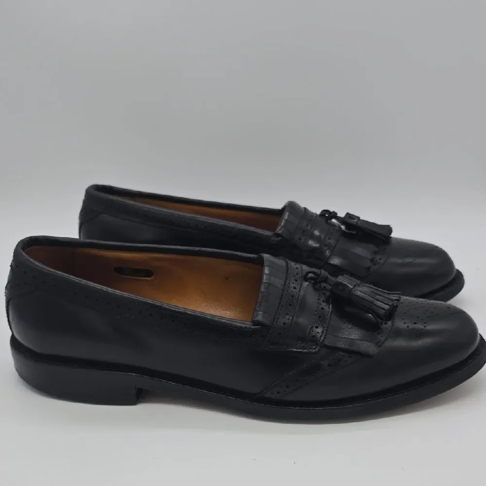 Allen Edmonds Black Leather Tassel Kiltie Loafers